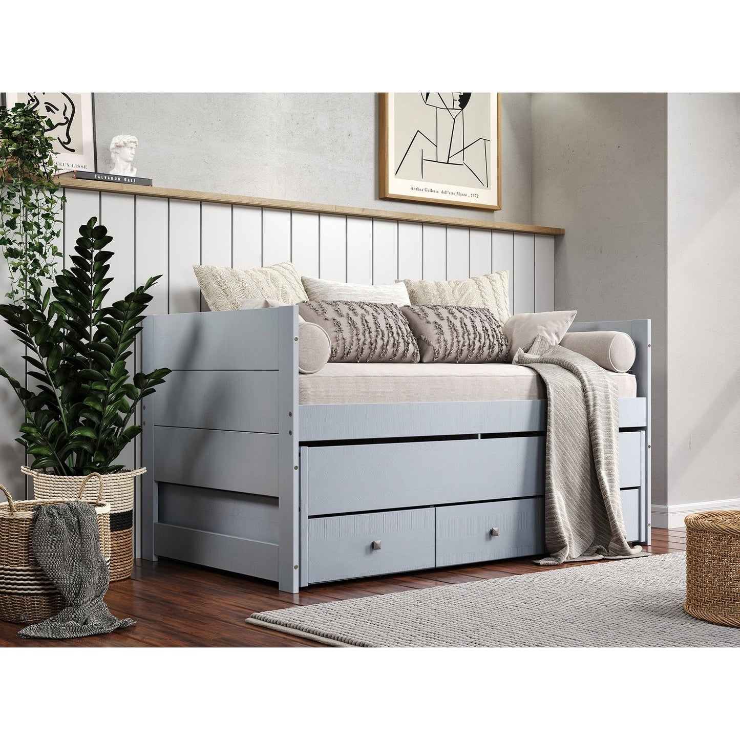 Taylor & Olive Begonia Einzelbett mit Ausziehbett und 3 eingebauten Schubladen