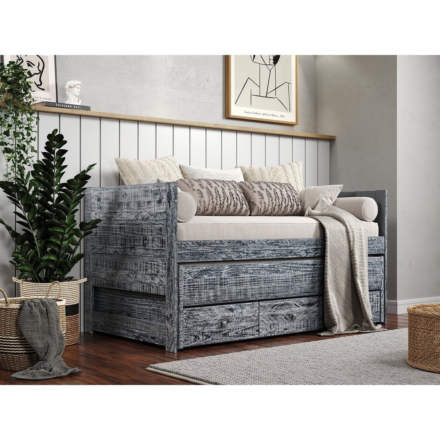 Taylor & Olive Begonia Einzelbett mit Ausziehbett und 3 eingebauten Schubladen