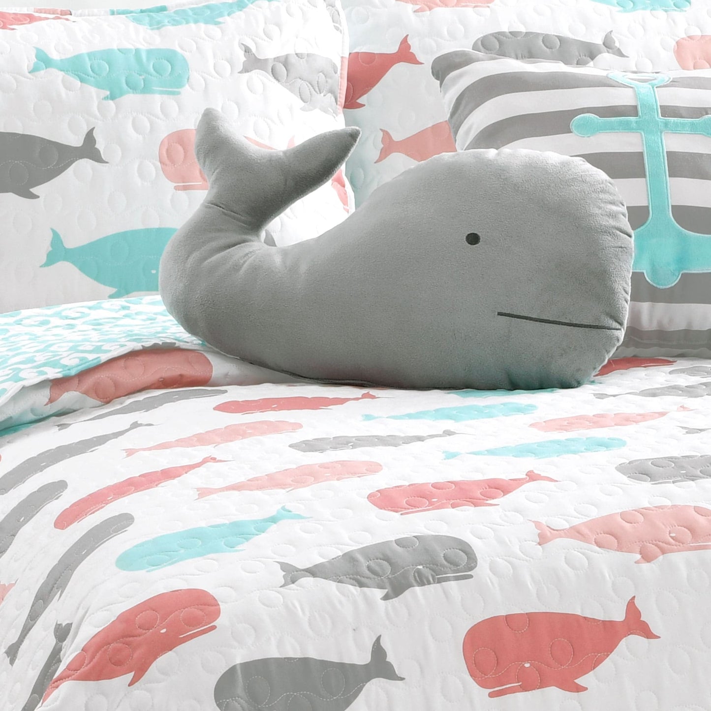 Taylor & Olive 5-teiliges Steppdeckenset mit Wal-Print „Lums“