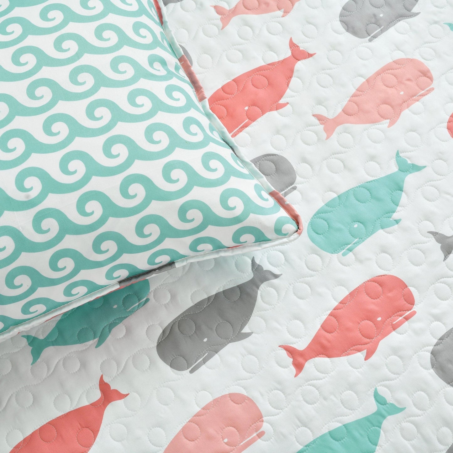 Taylor & Olive 5-teiliges Steppdeckenset mit Wal-Print „Lums“