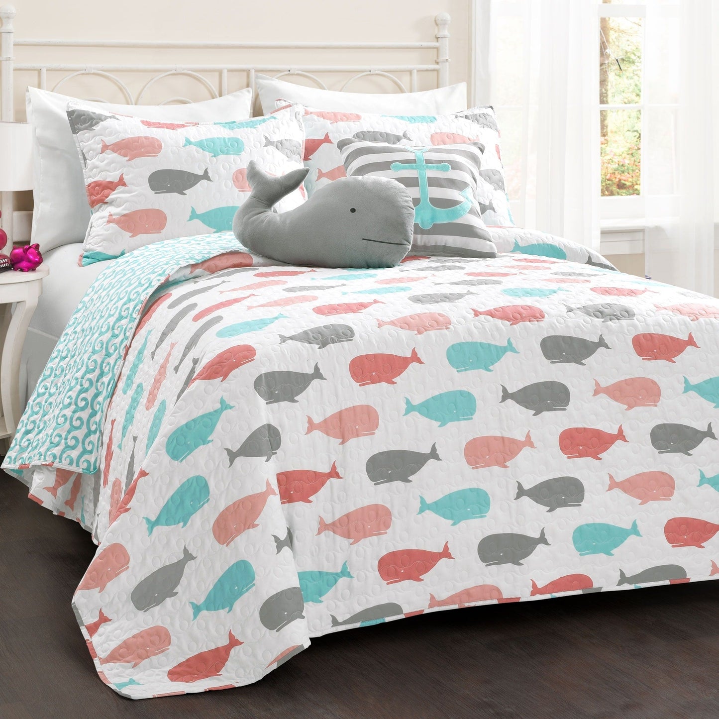 Taylor & Olive 5-teiliges Steppdeckenset mit Wal-Print „Lums“