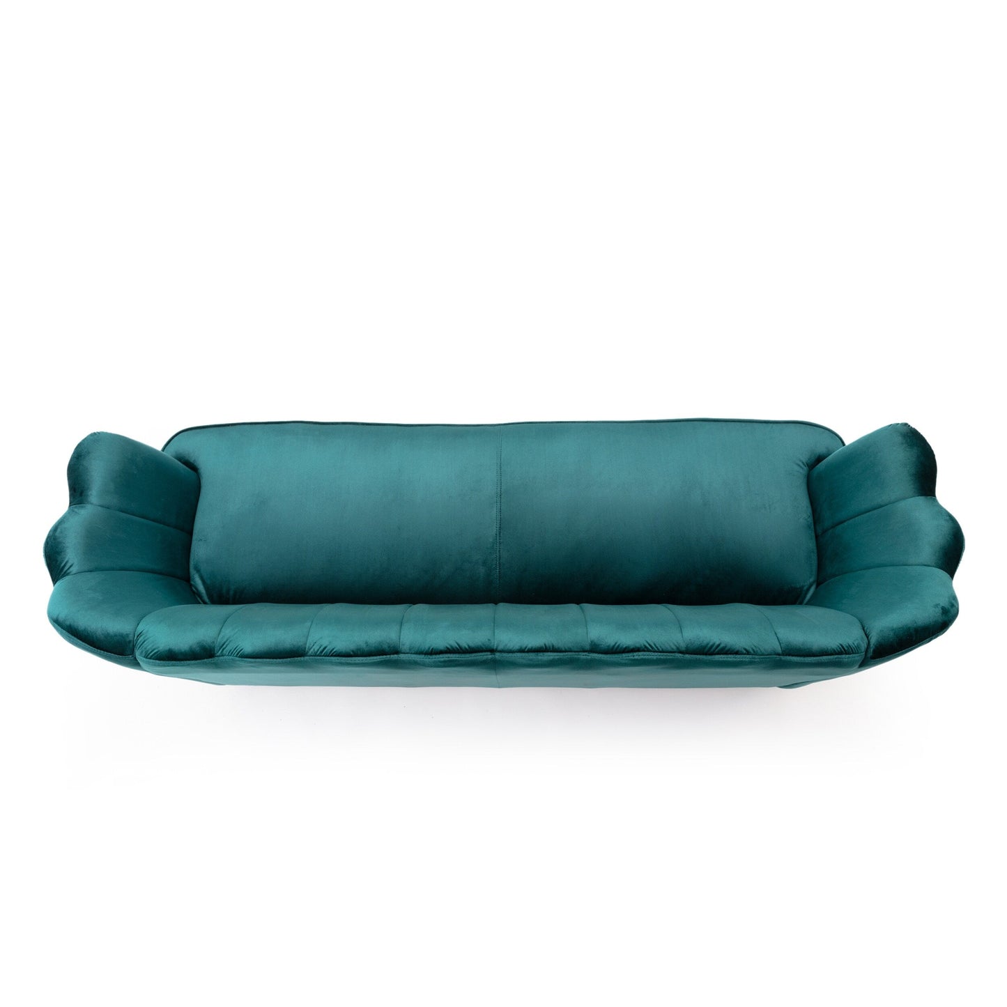 Teal 76.25 Velvet Channel Stitching 3-seater Sofa with Metal Legs for Living Room