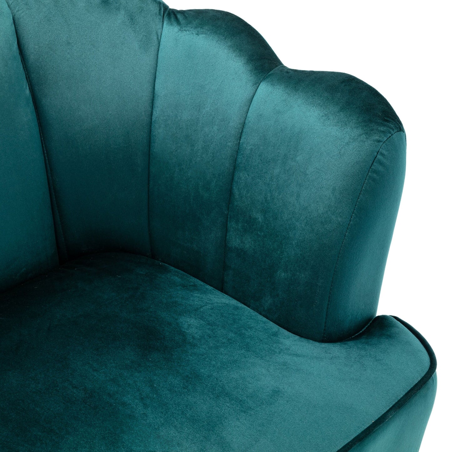 Teal 76.25 Velvet Channel Stitching 3-seater Sofa with Metal Legs for Living Room