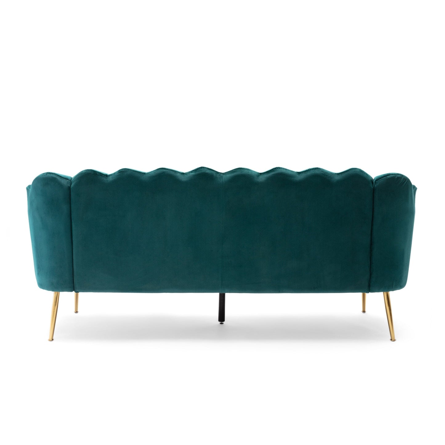 Teal 76.25 Velvet Channel Stitching 3-seater Sofa with Metal Legs for Living Room