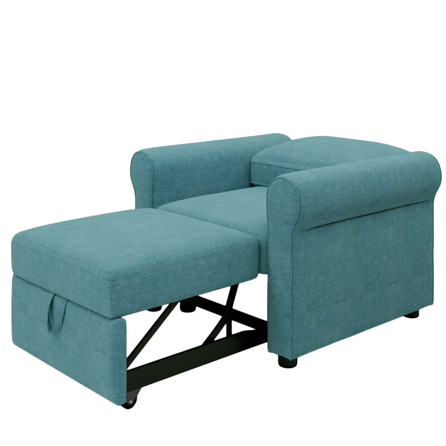 Teal Modern 34 3-in-1 Linen Convertible Single Sofa Bed with Adjust Backrest for Living Room