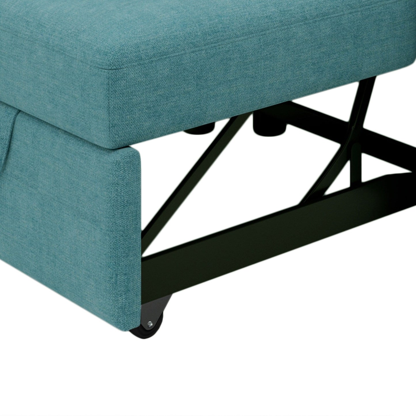 Teal Modern 34 3-in-1 Linen Convertible Single Sofa Bed with Adjust Backrest for Living Room