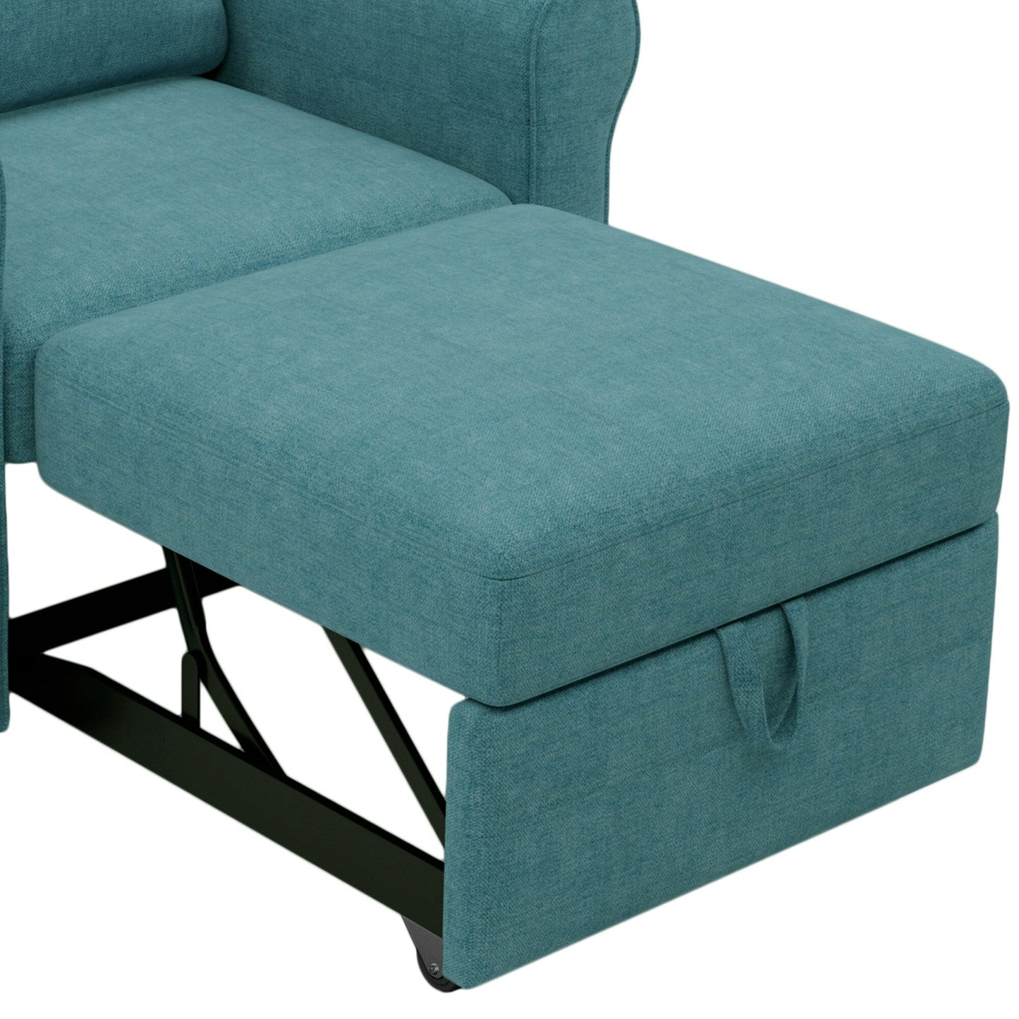 Teal Modern 34 3-in-1 Linen Convertible Single Sofa Bed with Adjust Backrest for Living Room
