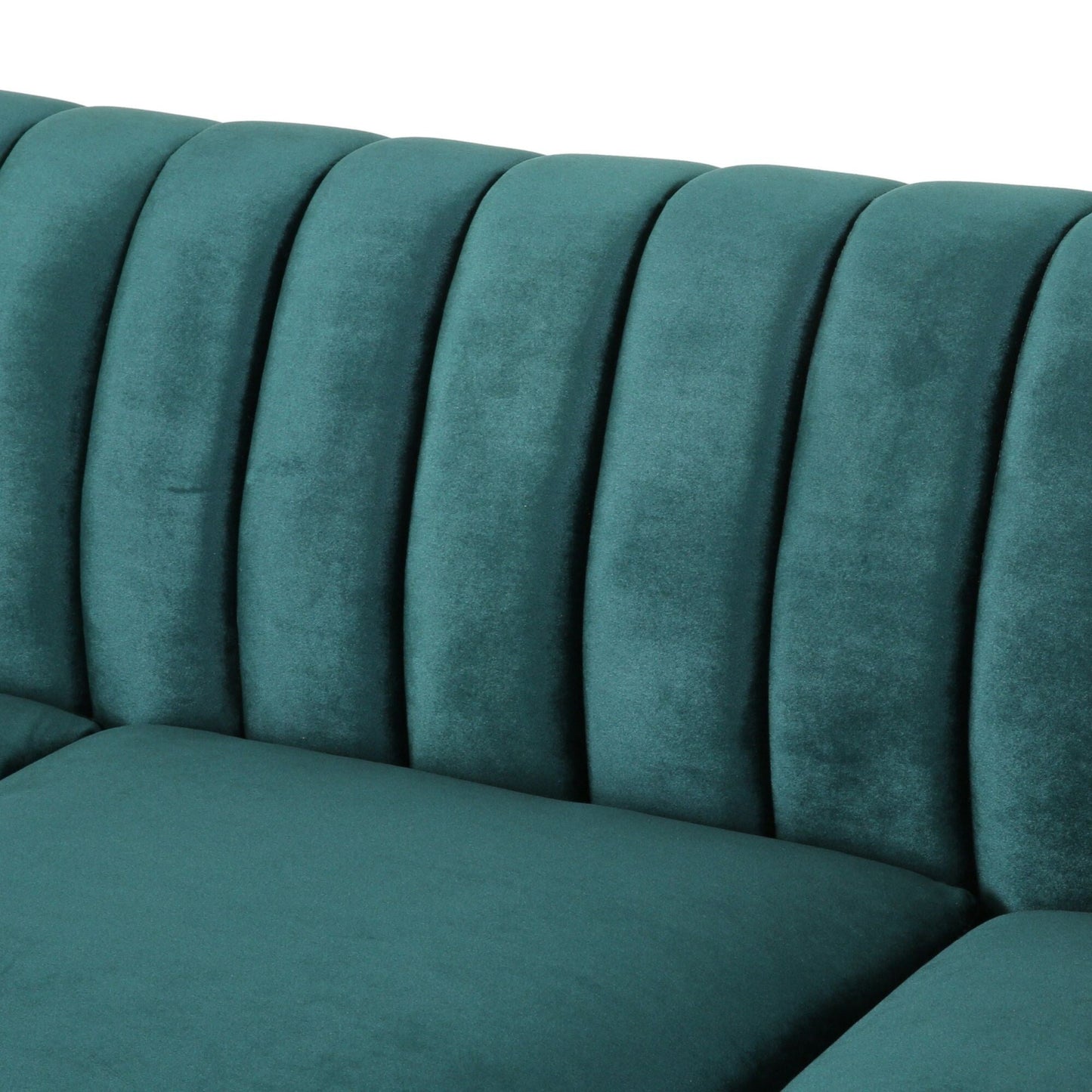 Teal Velvet 3-seater Rolled Arms Sofa with Button Tufting
