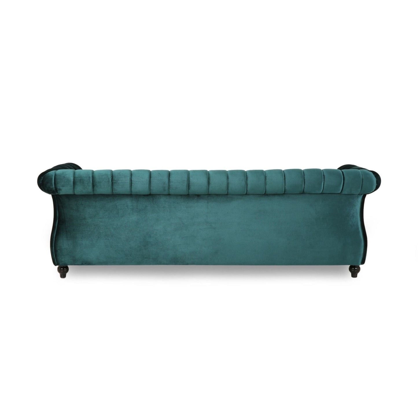 Teal Velvet 3-seater Rolled Arms Sofa with Button Tufting