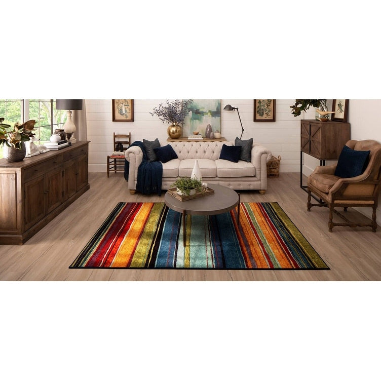 The Curated Nomad Sultan Mehrfarbig gestreifter Boho-Teppich