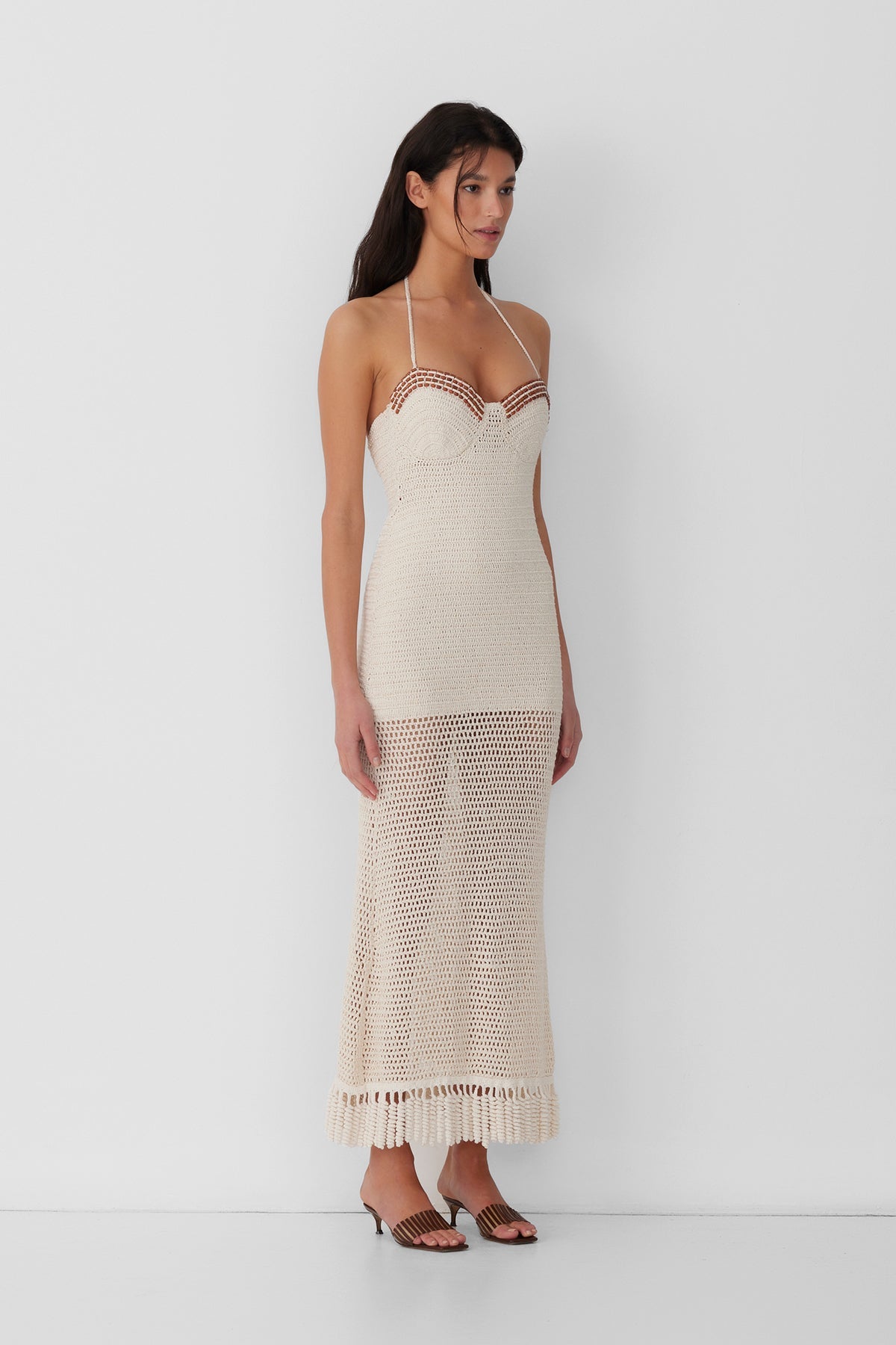 Ottavio Häkel-Midikleid – Elfenbein