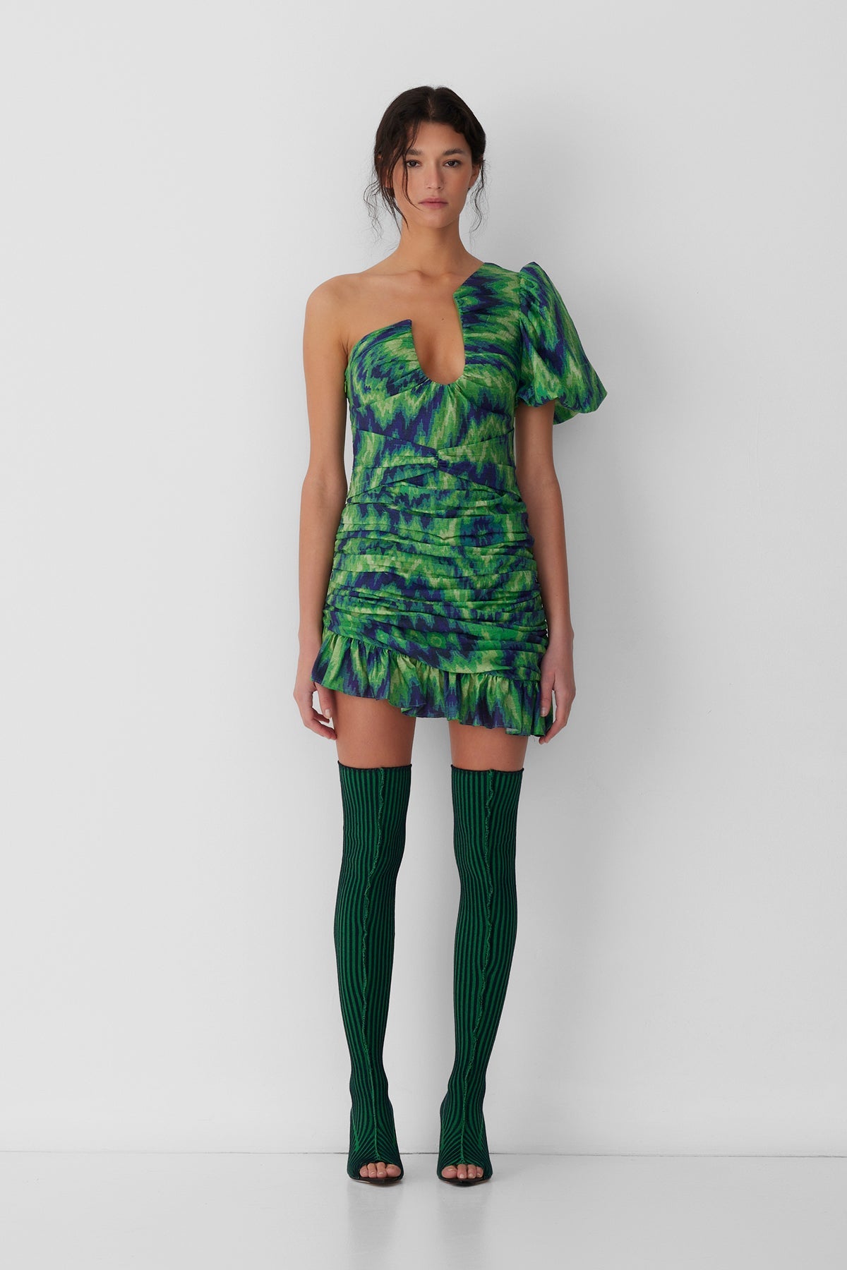 Asymmetrisches Minikleid „Seren“ – Regenwald