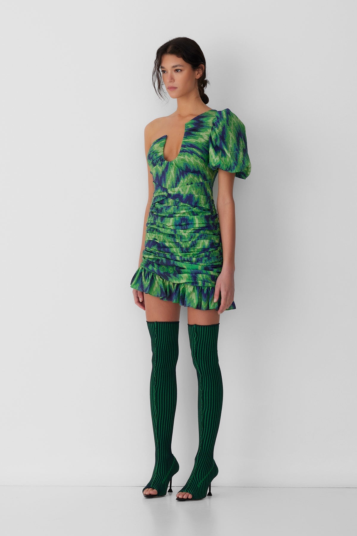 Asymmetrisches Minikleid „Seren“ – Regenwald