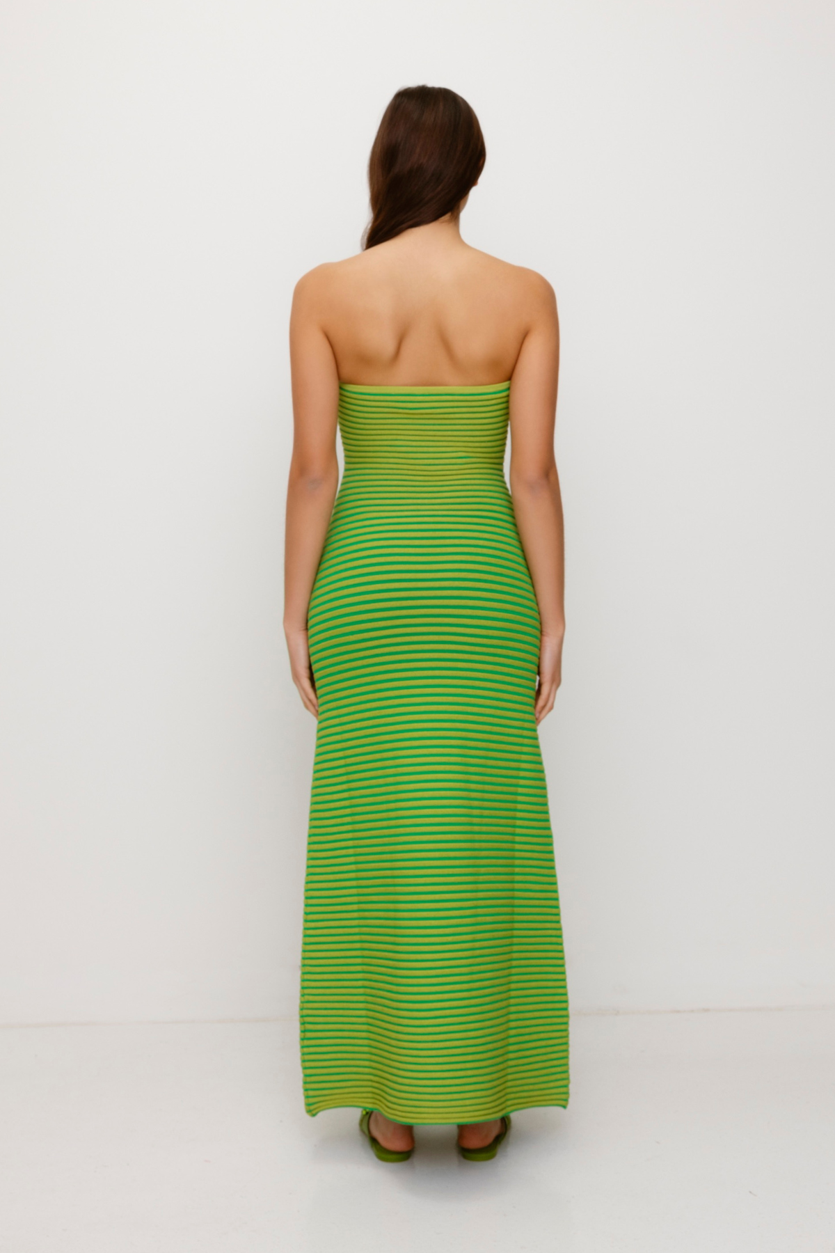 Sunmor Strick-Maxikleid - Limette