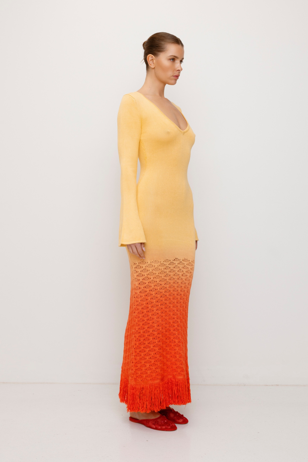 Zinna Maxikleid mit Ärmeln - Coral Sunset