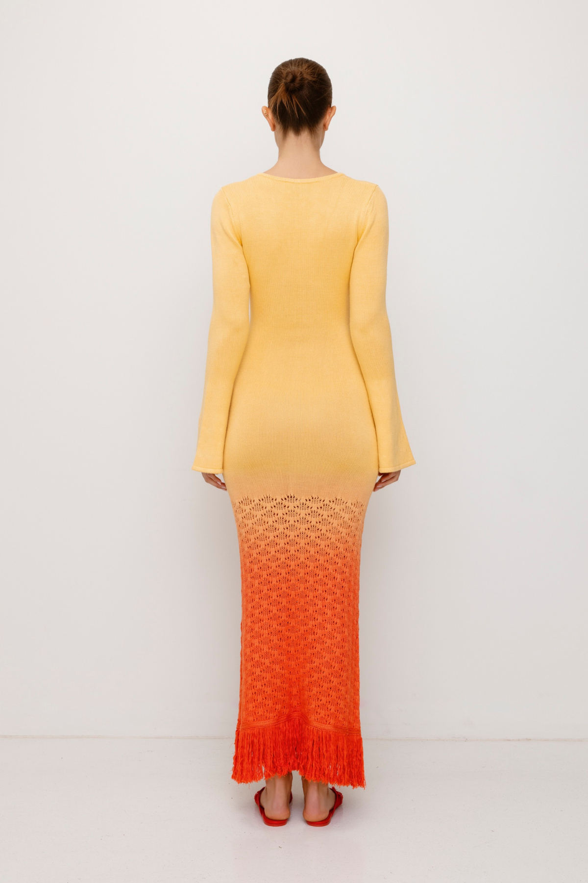 Zinna Maxikleid mit Ärmeln - Coral Sunset