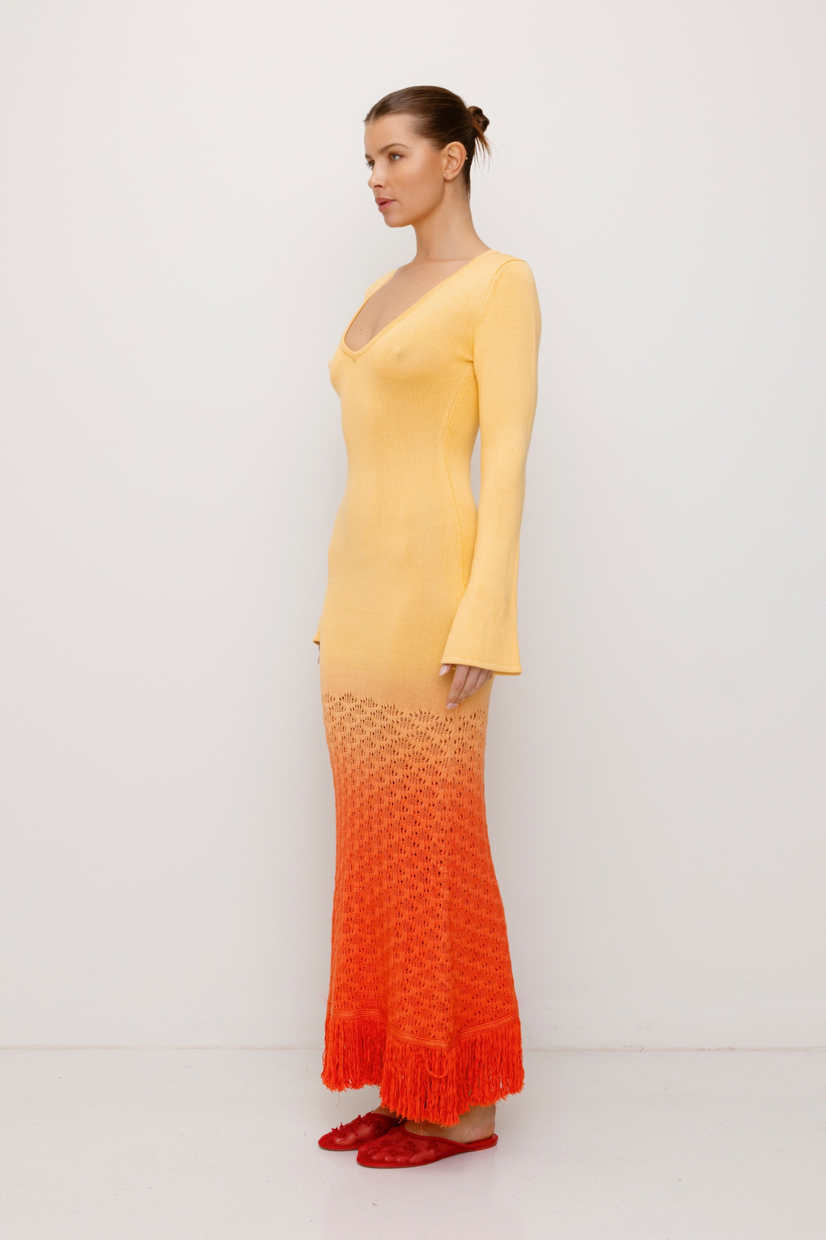 Zinna Maxikleid mit Ärmeln - Coral Sunset
