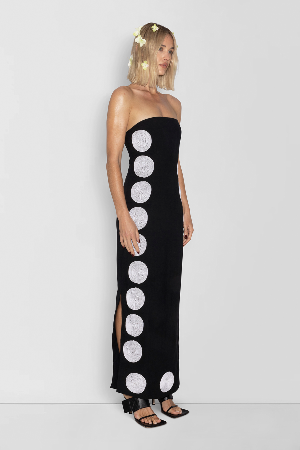 Filipa besticktes Maxikleid – Noir