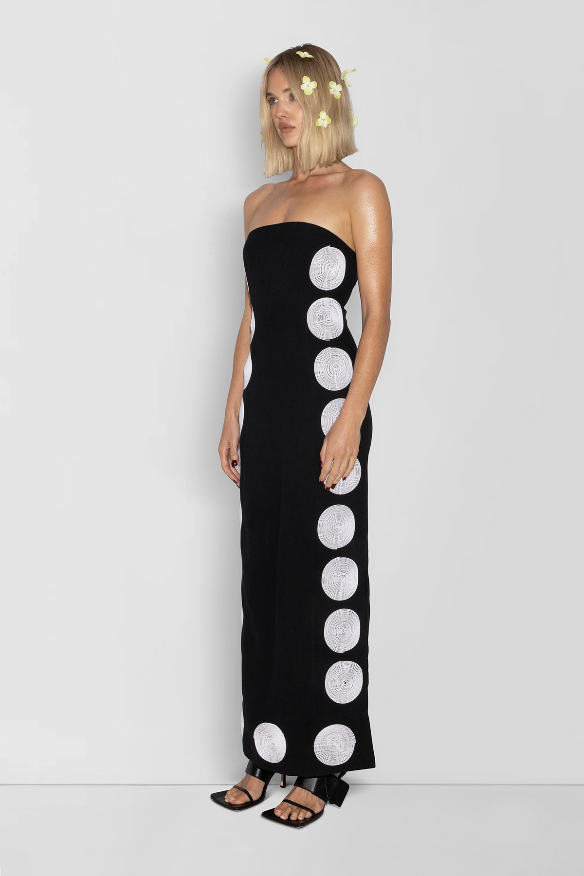 Filipa besticktes Maxikleid – Noir