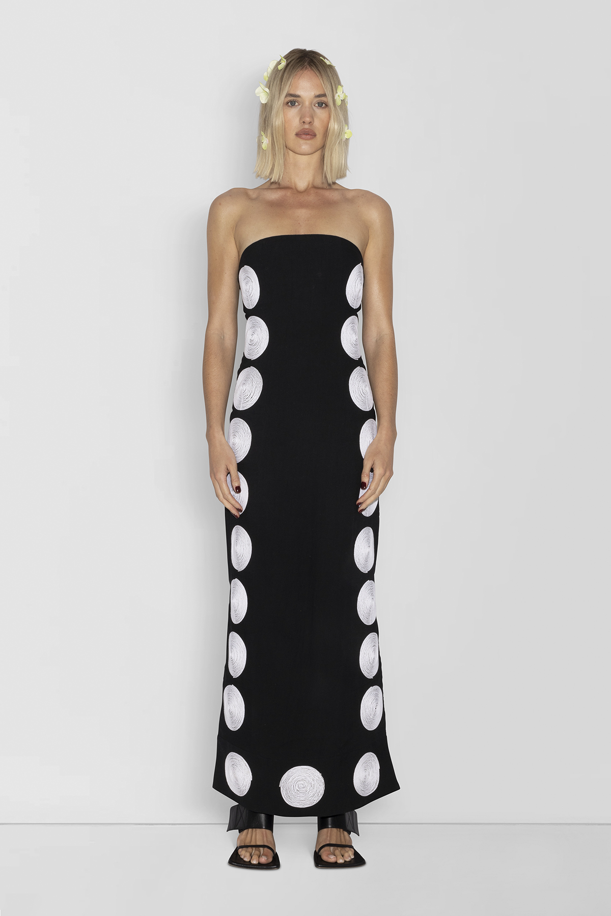 Filipa besticktes Maxikleid – Noir