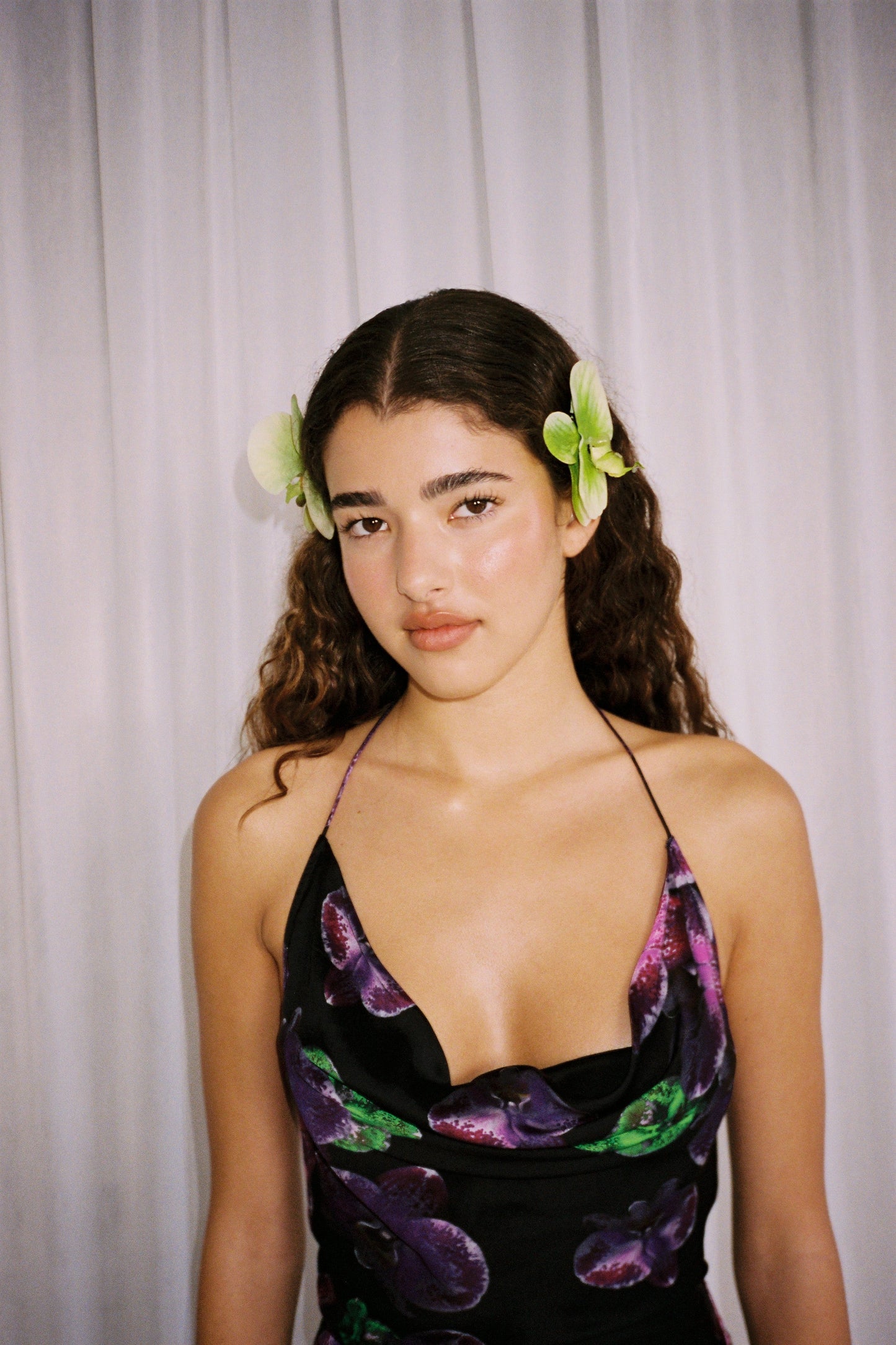 Lenee Cowl Maxikleid - Noir Orchid