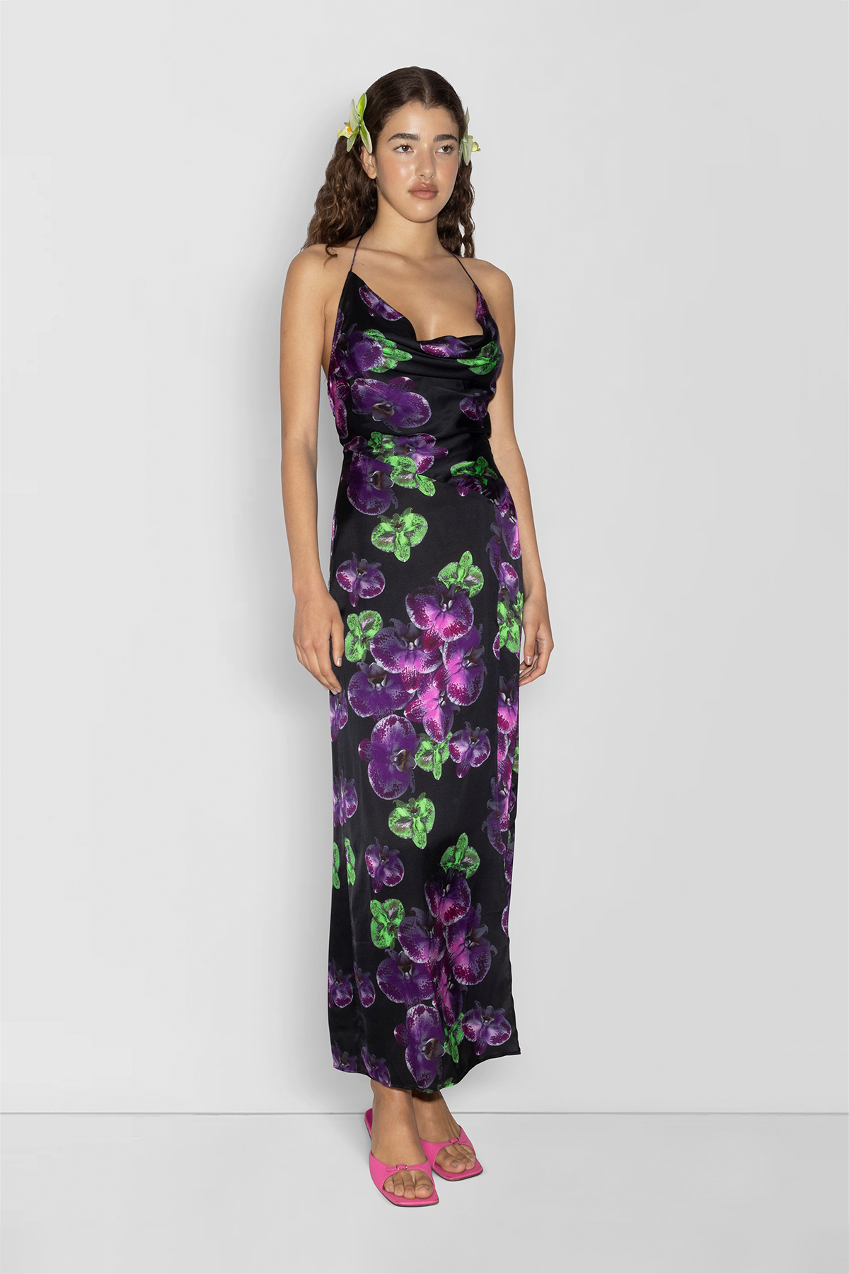 Lenee Cowl Maxikleid - Noir Orchid