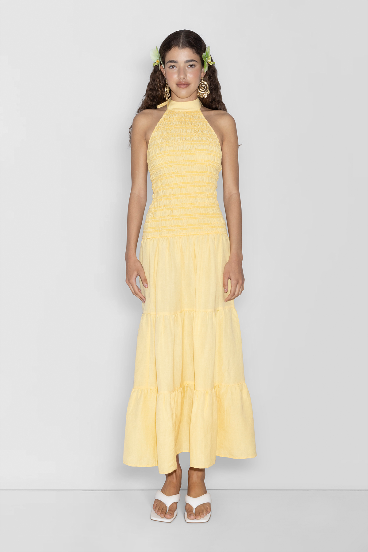 Ostia Gerafftes Maxikleid - Butter