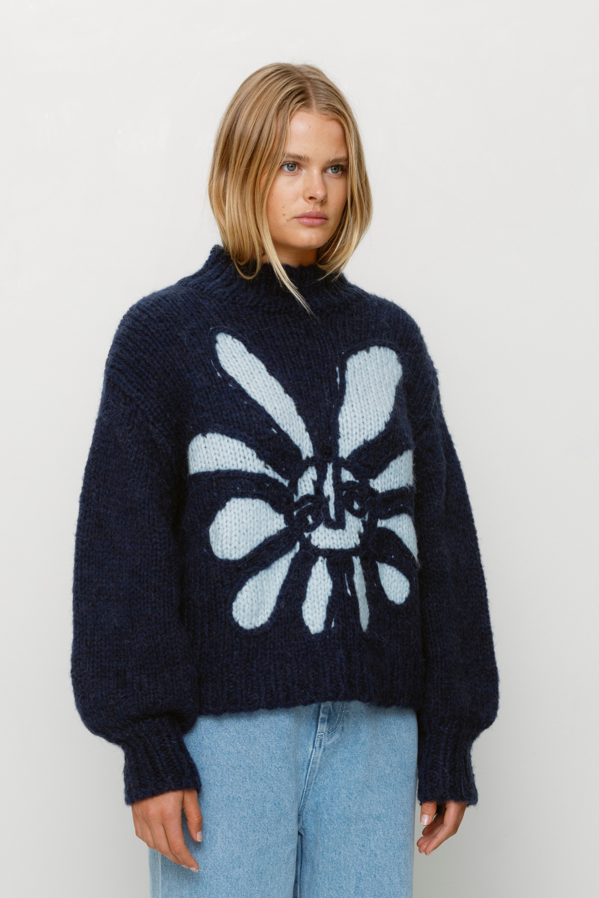 Soleil Strickpullover - Marineblaue Sonne