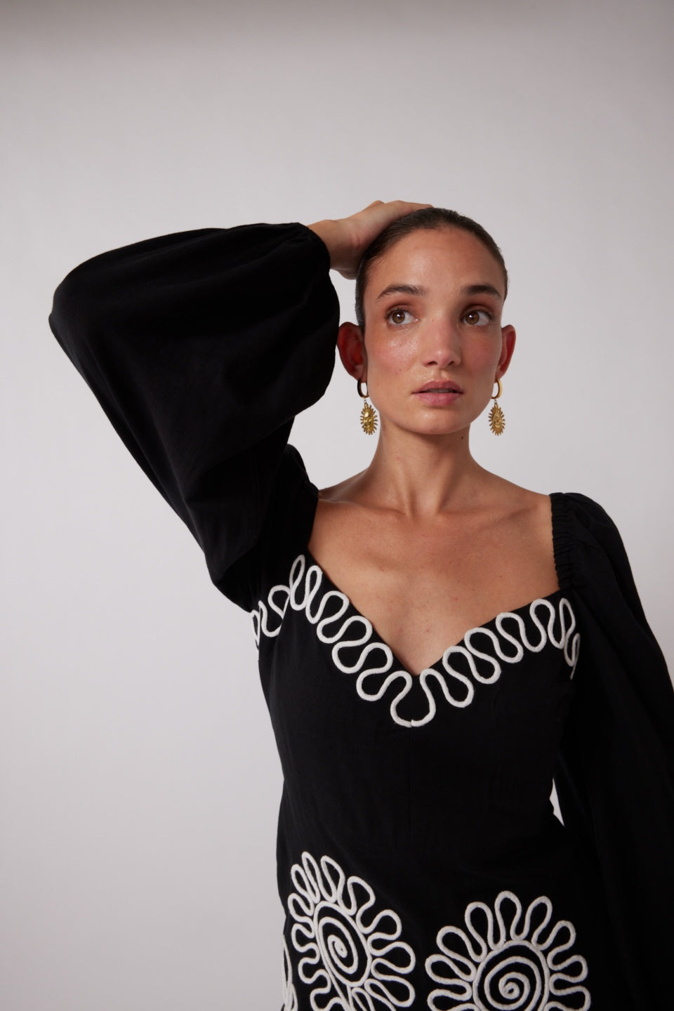 Carmensita besticktes Minikleid - Noir