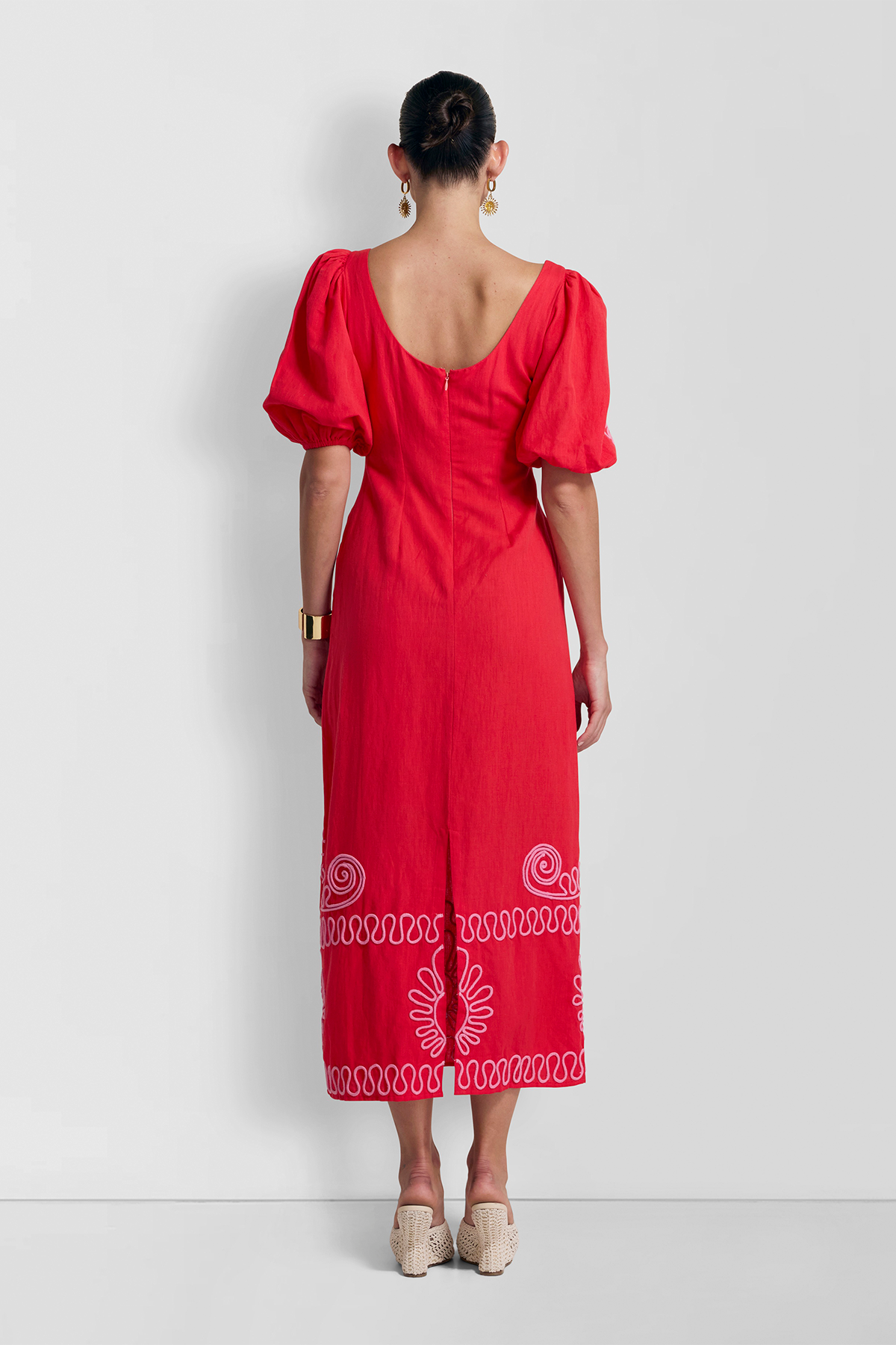 Carmensita besticktes Midikleid – Rojo