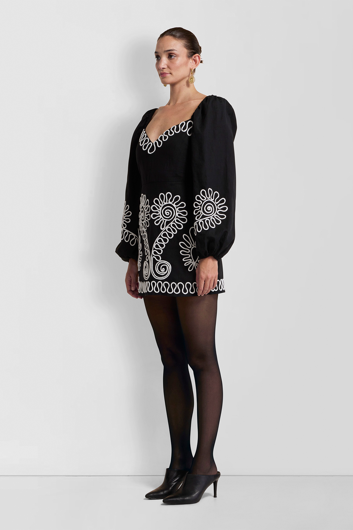 Carmensita besticktes Minikleid - Noir