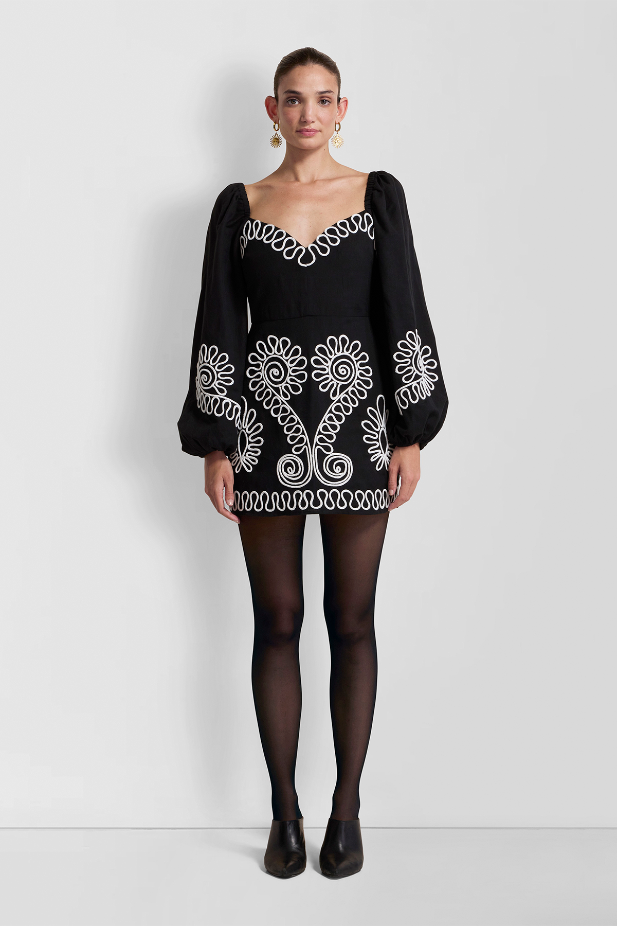 Carmensita besticktes Minikleid - Noir