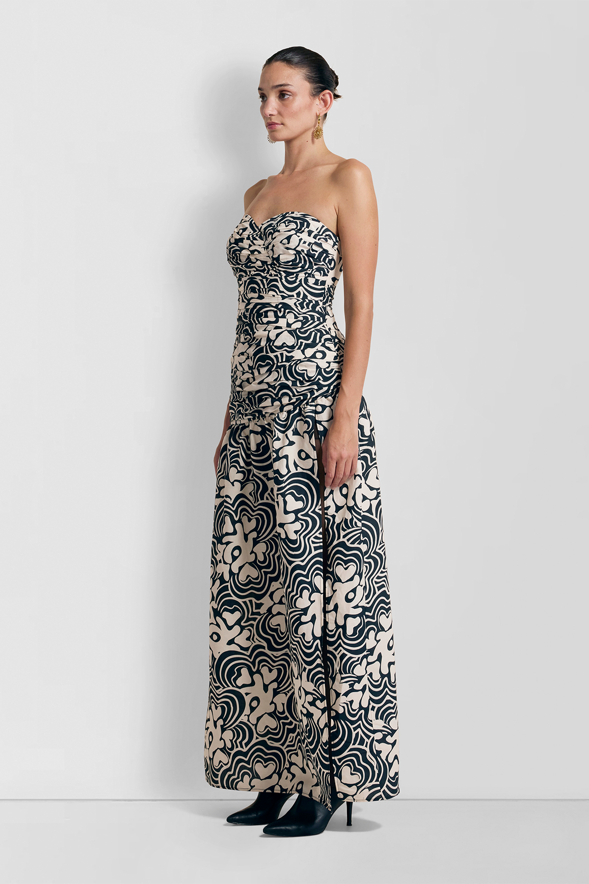 Dolcie trägerloses Maxikleid – Noir Print