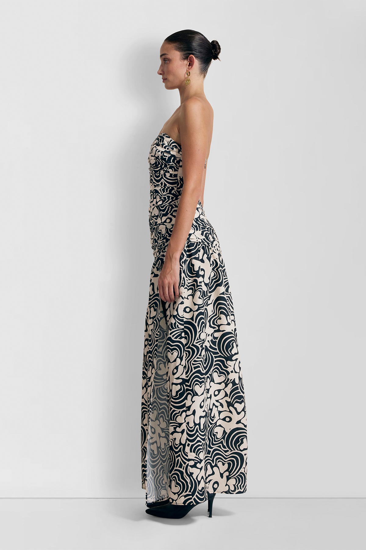 Dolcie trägerloses Maxikleid – Noir Print