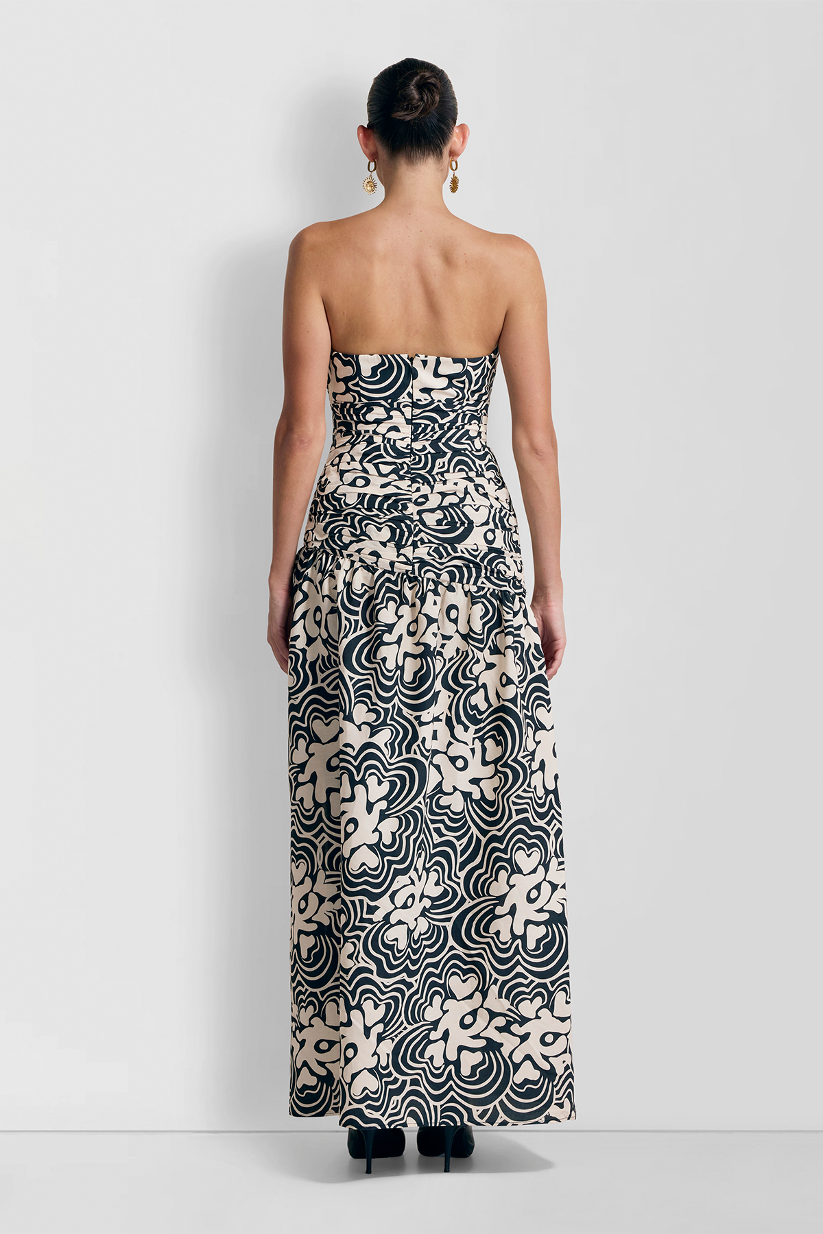 Dolcie trägerloses Maxikleid – Noir Print