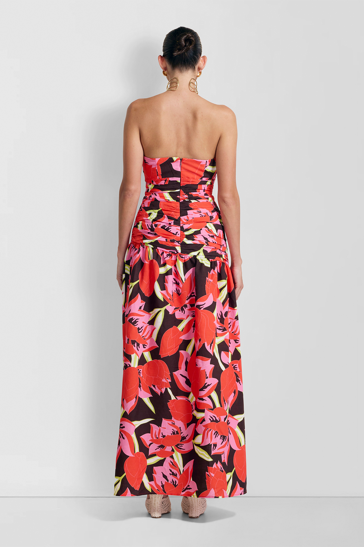 Dolcie trägerloses Maxikleid – Rojo Print
