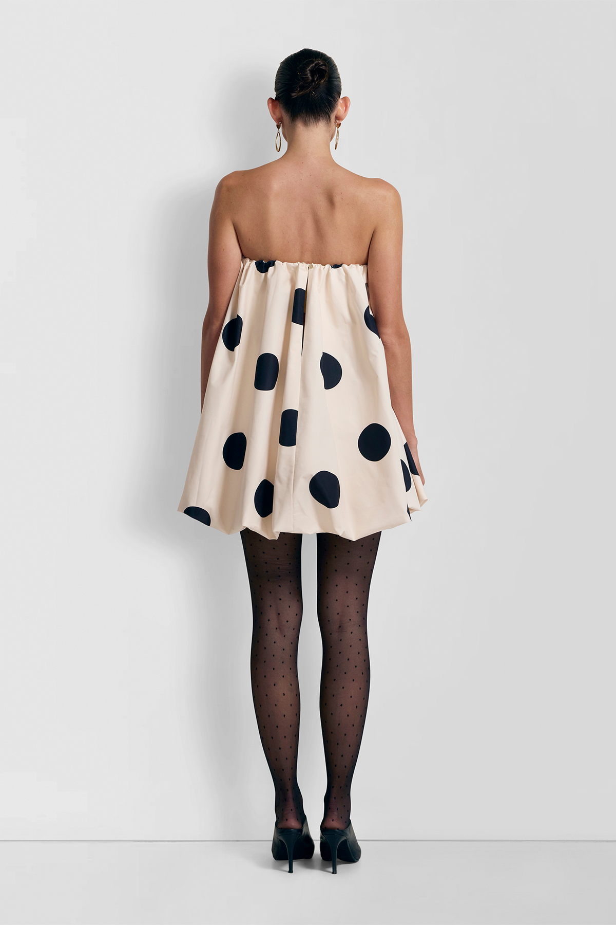 Gaia Bubble Dress - Cremefarben gepunktet