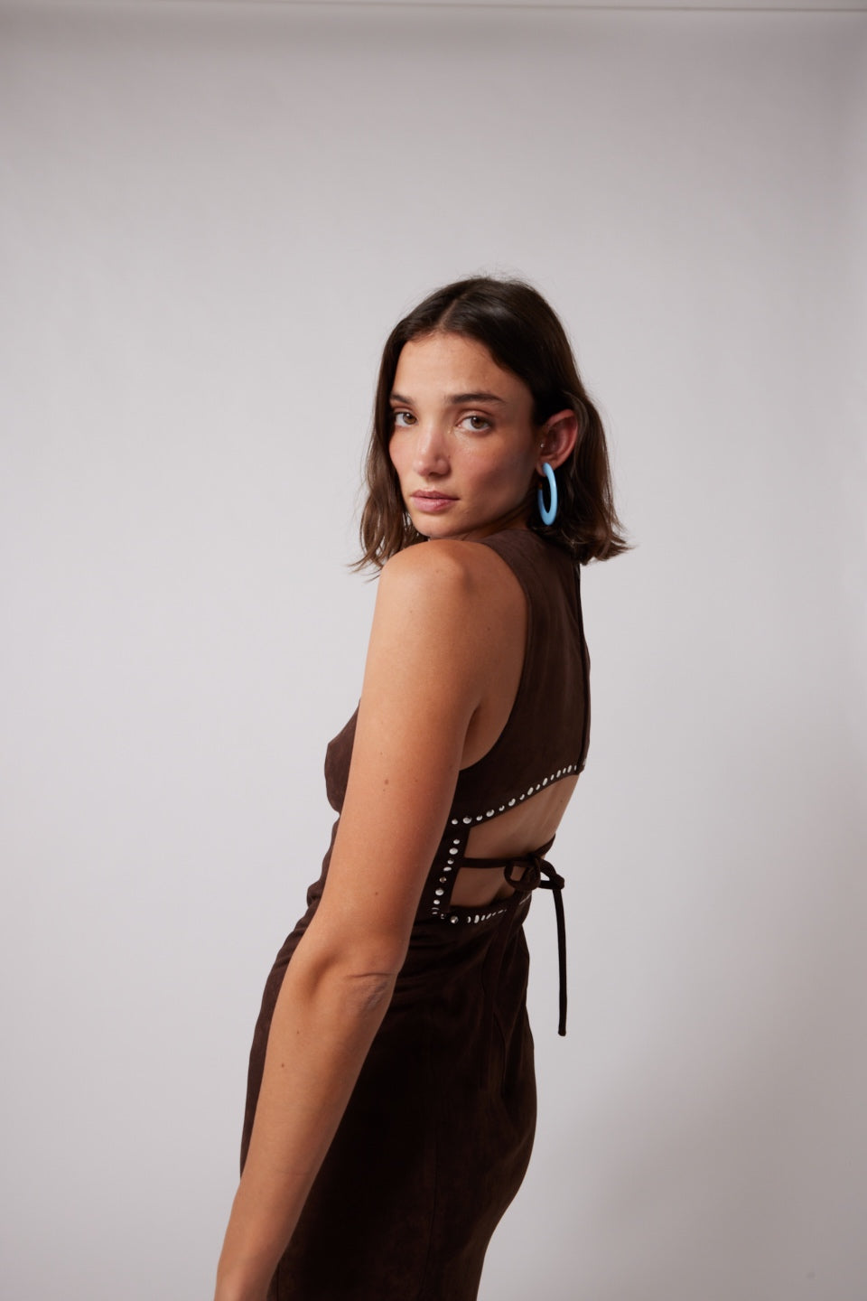 Mecca Stud Midikleid - Schokolade