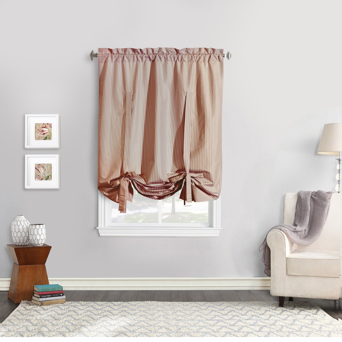ThermaLogic Fenstervorhang-Set mit Streifen und Stangenaufsatz