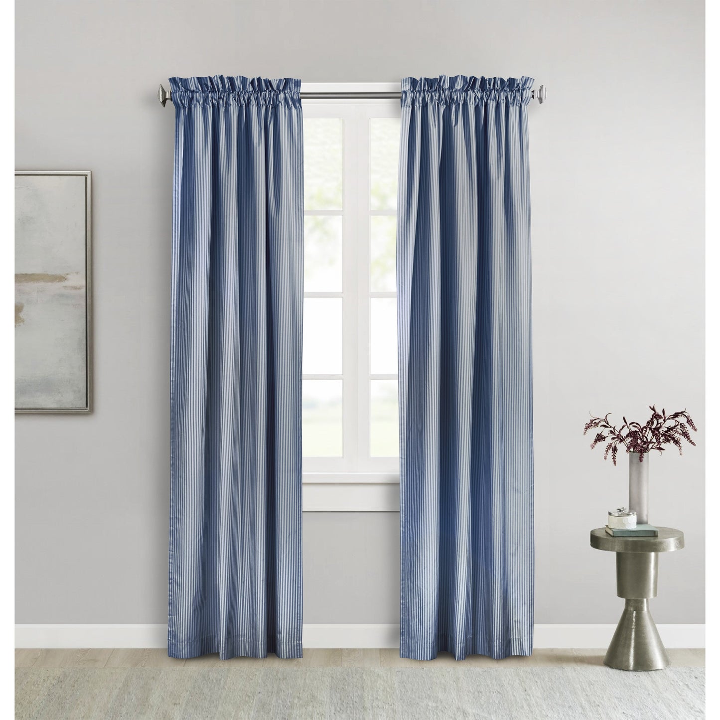 ThermaLogic Fenstervorhang-Set mit Streifen und Stangenaufsatz