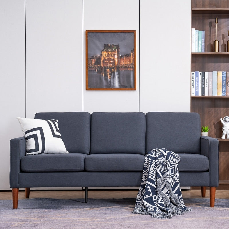 Three Seats Without Chaise Concubine Solid Wood Frame Sofa