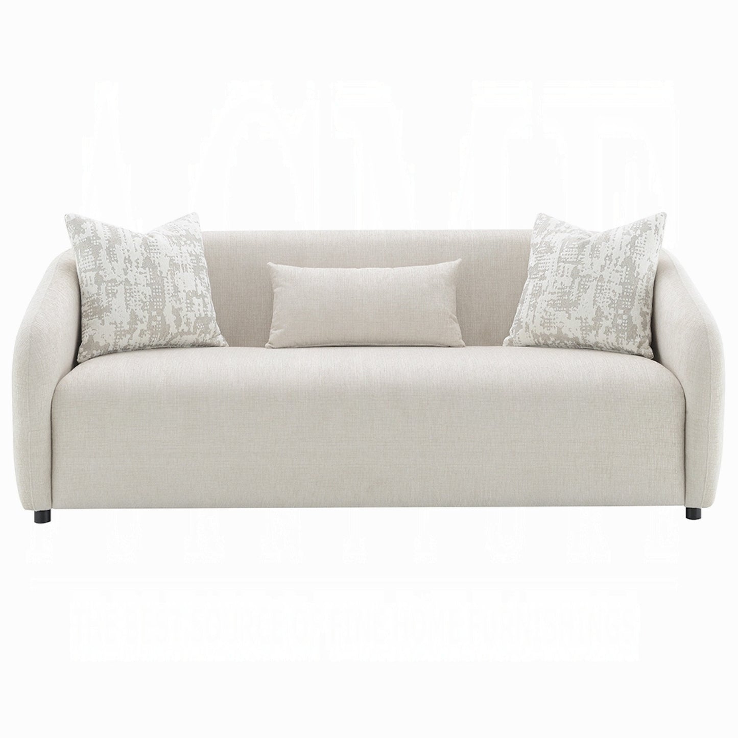 Tiena Sofa, 3 Accent Throw Pillows, Modern Warm Beige Linen, 84 Inch