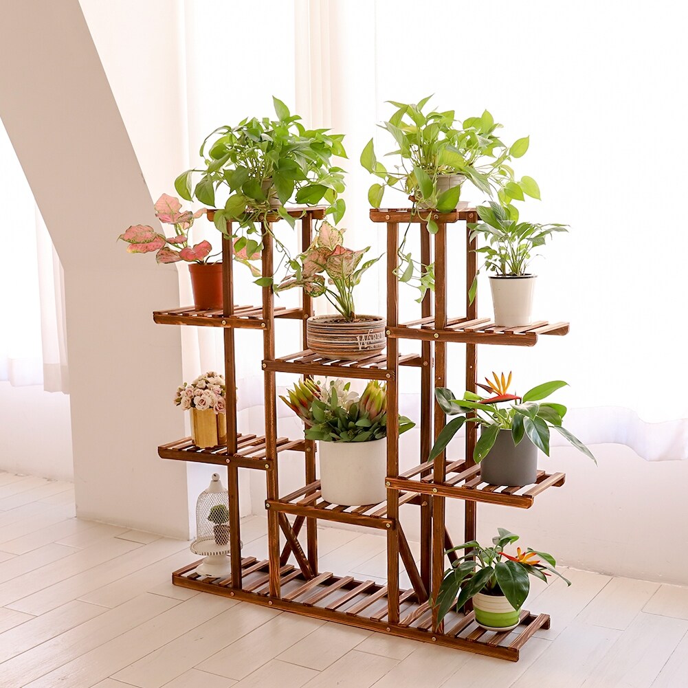 Gestufte große Pflanzenständer Holz Garten Pflanzenregal Blumentopfständer Regale