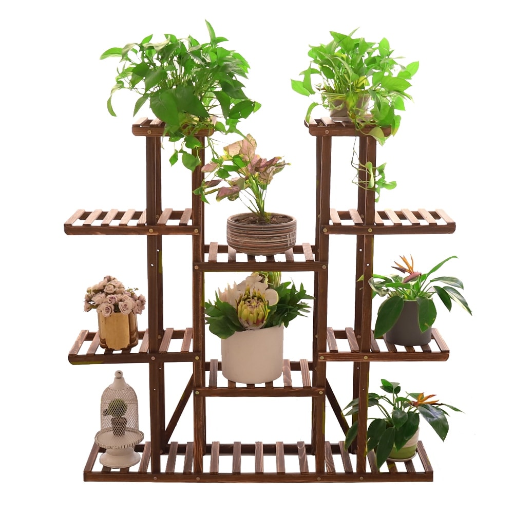 Gestufte große Pflanzenständer Holz Garten Pflanzenregal Blumentopfständer Regale