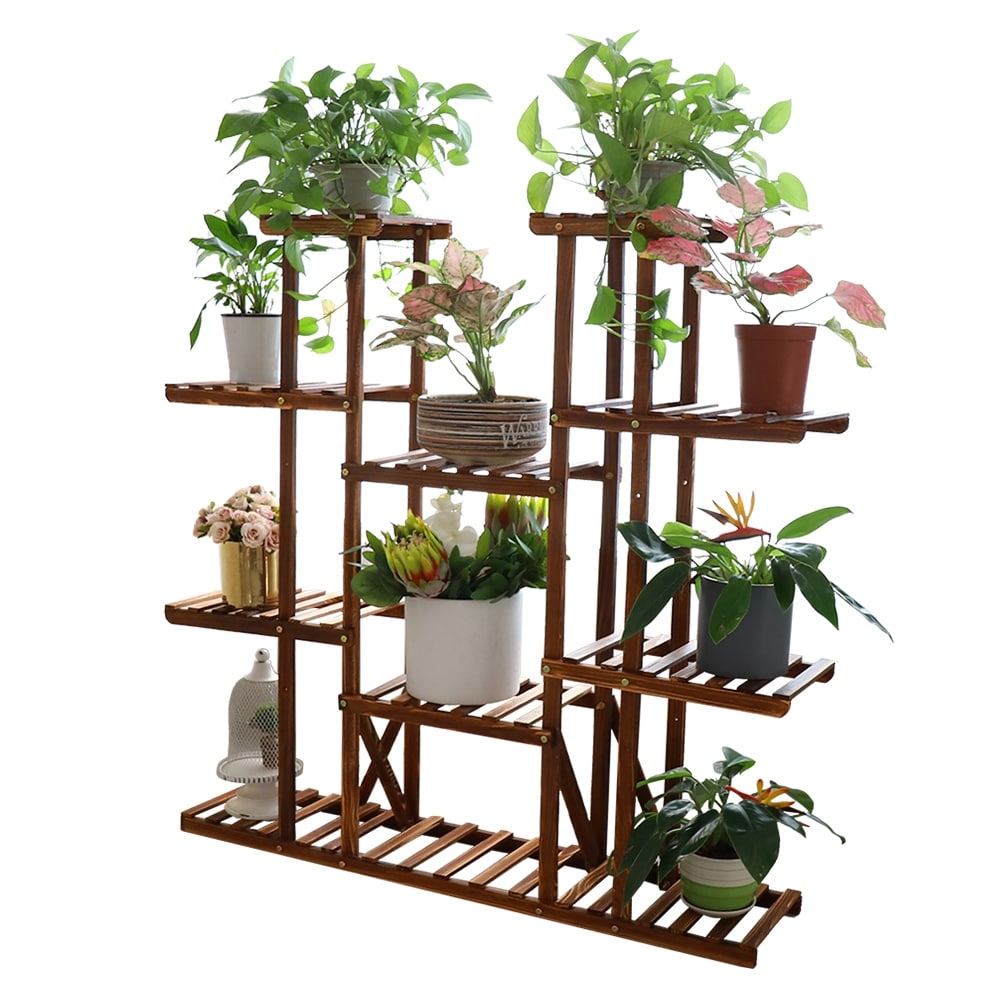 Gestufte große Pflanzenständer Holz Garten Pflanzenregal Blumentopfständer Regale
