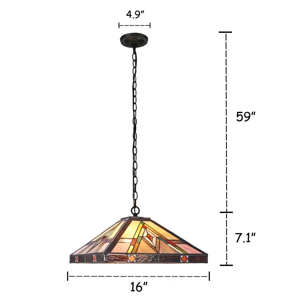 Tiffany 2-flammige Hängeleuchte in schwärzlicher Bronze