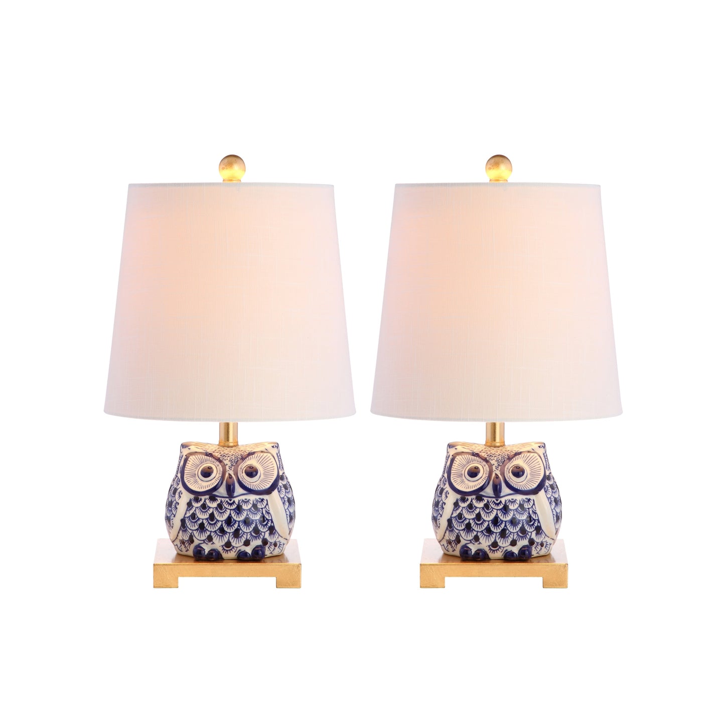 Tiki 16 Keramik-Mini-Tischlampe, Blau/Weiß (2er-Set) von JONATHAN Y