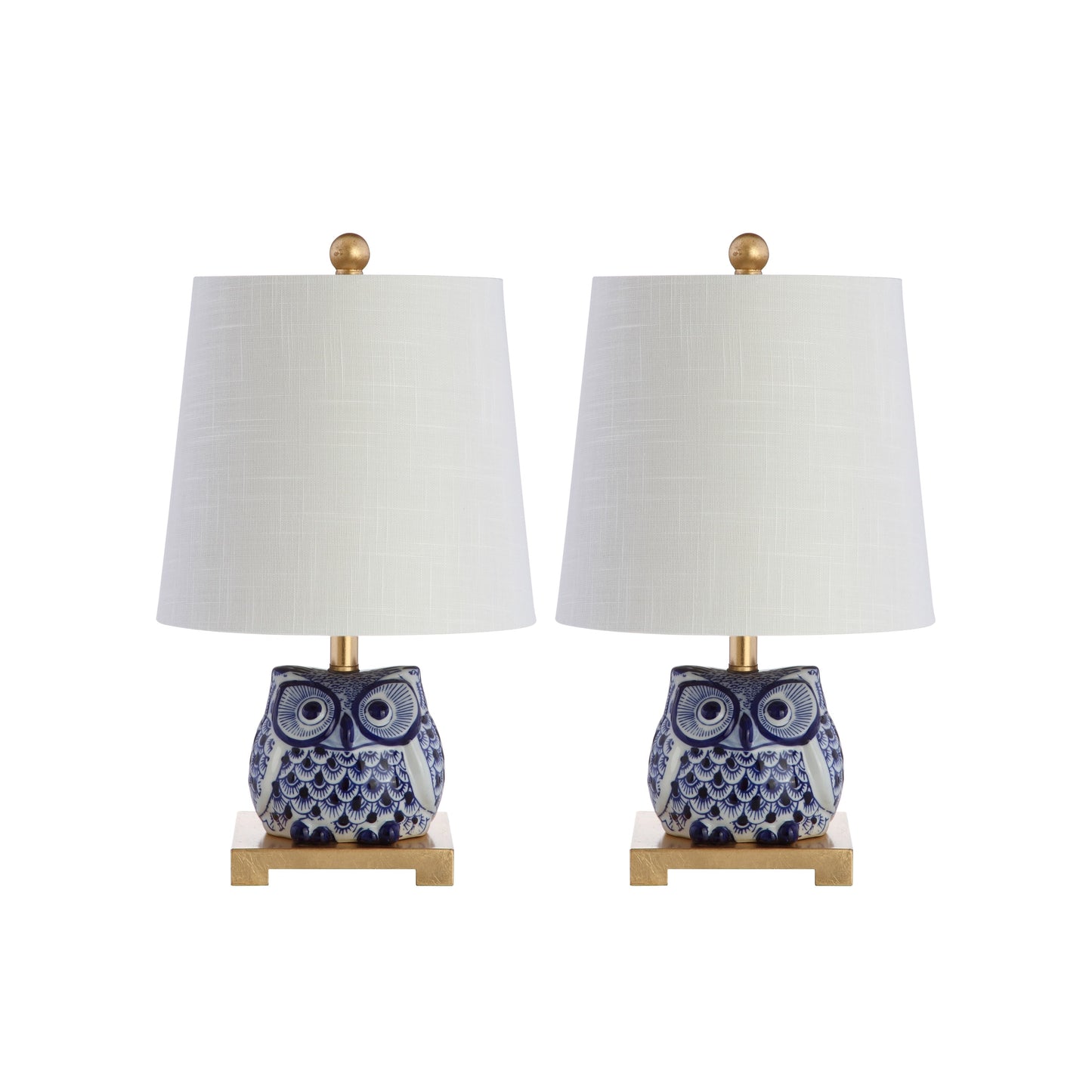 Tiki 16 Keramik-Mini-Tischlampe, Blau/Weiß (2er-Set) von JONATHAN Y