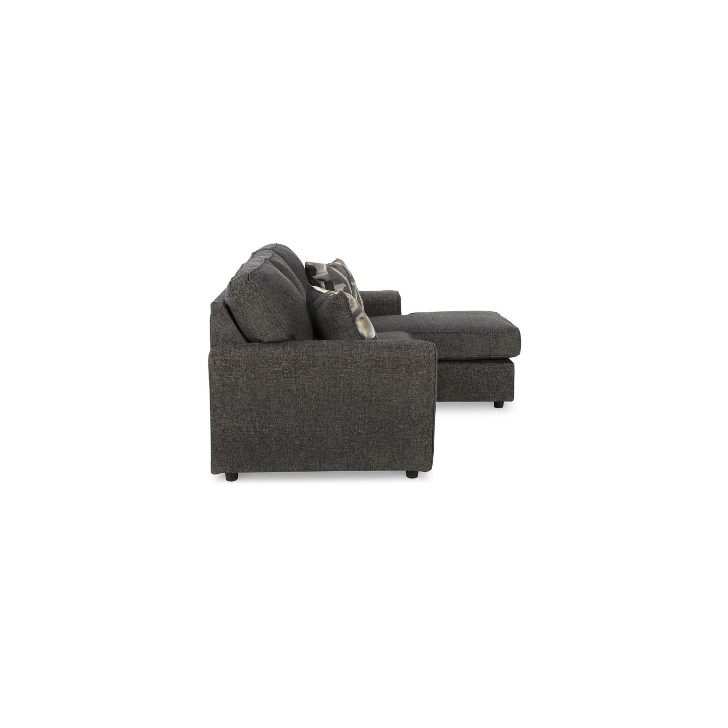 Timu L Shaped Sofa Chaise, 86 Inch, 2 Accent Pillows, Gray Polyester