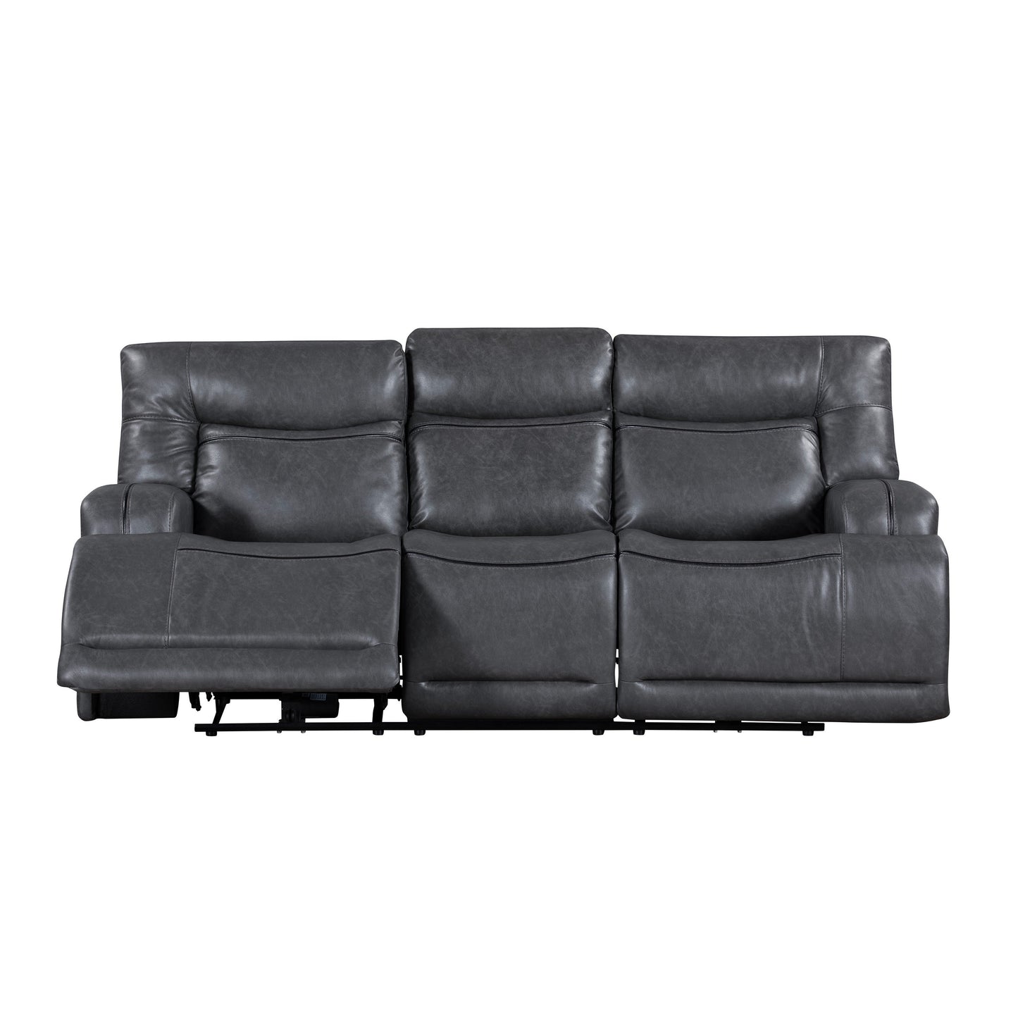 Tito Power Reclining Sofa, Gray, 91 Inch, Drop Down Tray, USB Port